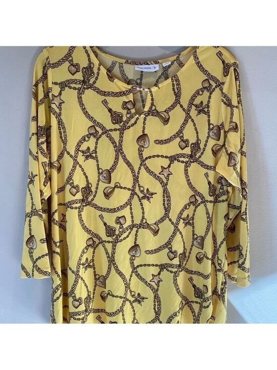 Susan Graver Tops - Susan Graver Yellow Nautical Design Top M